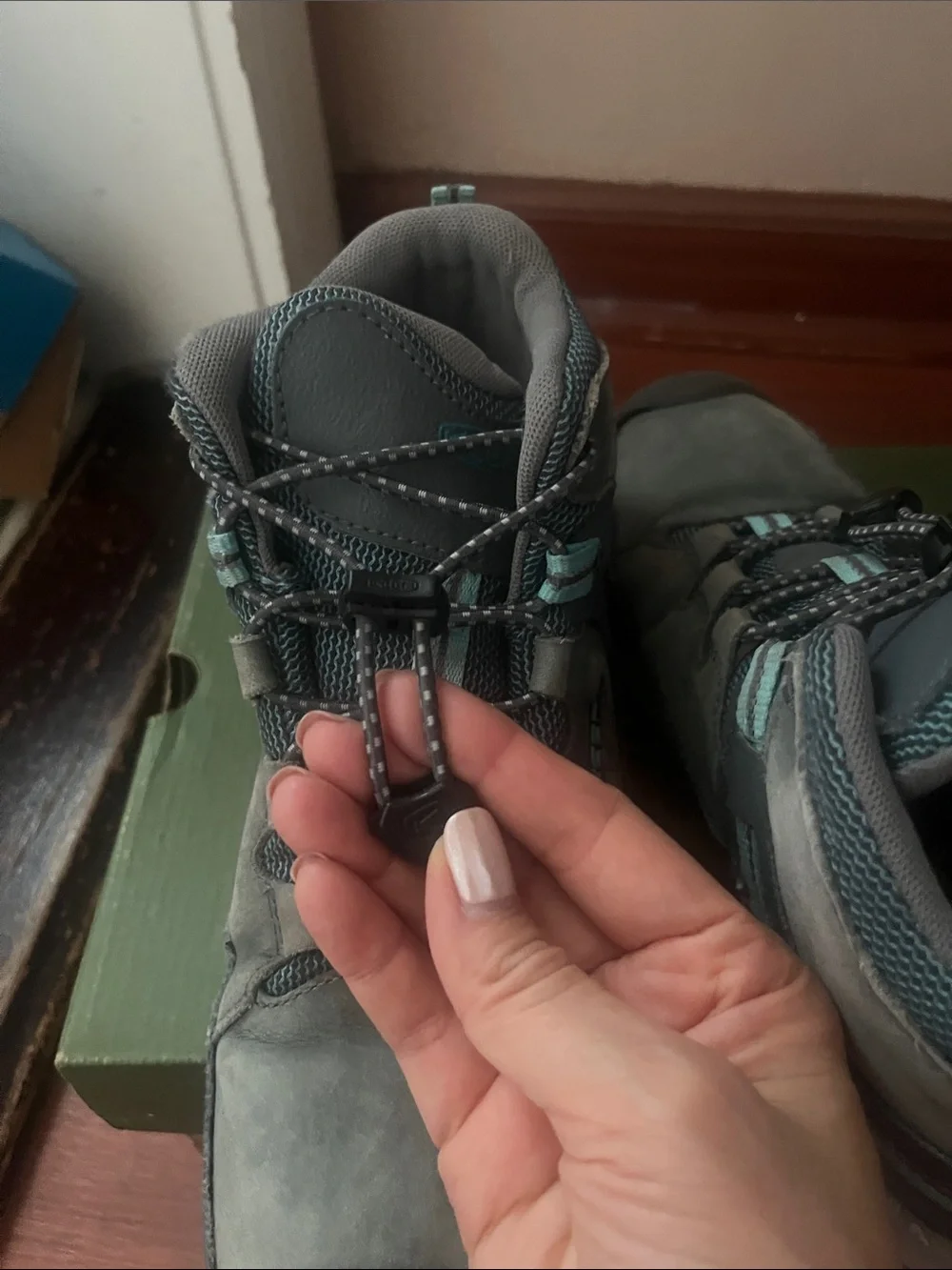 Keen Gray and Teal Kids' Hiking Boots